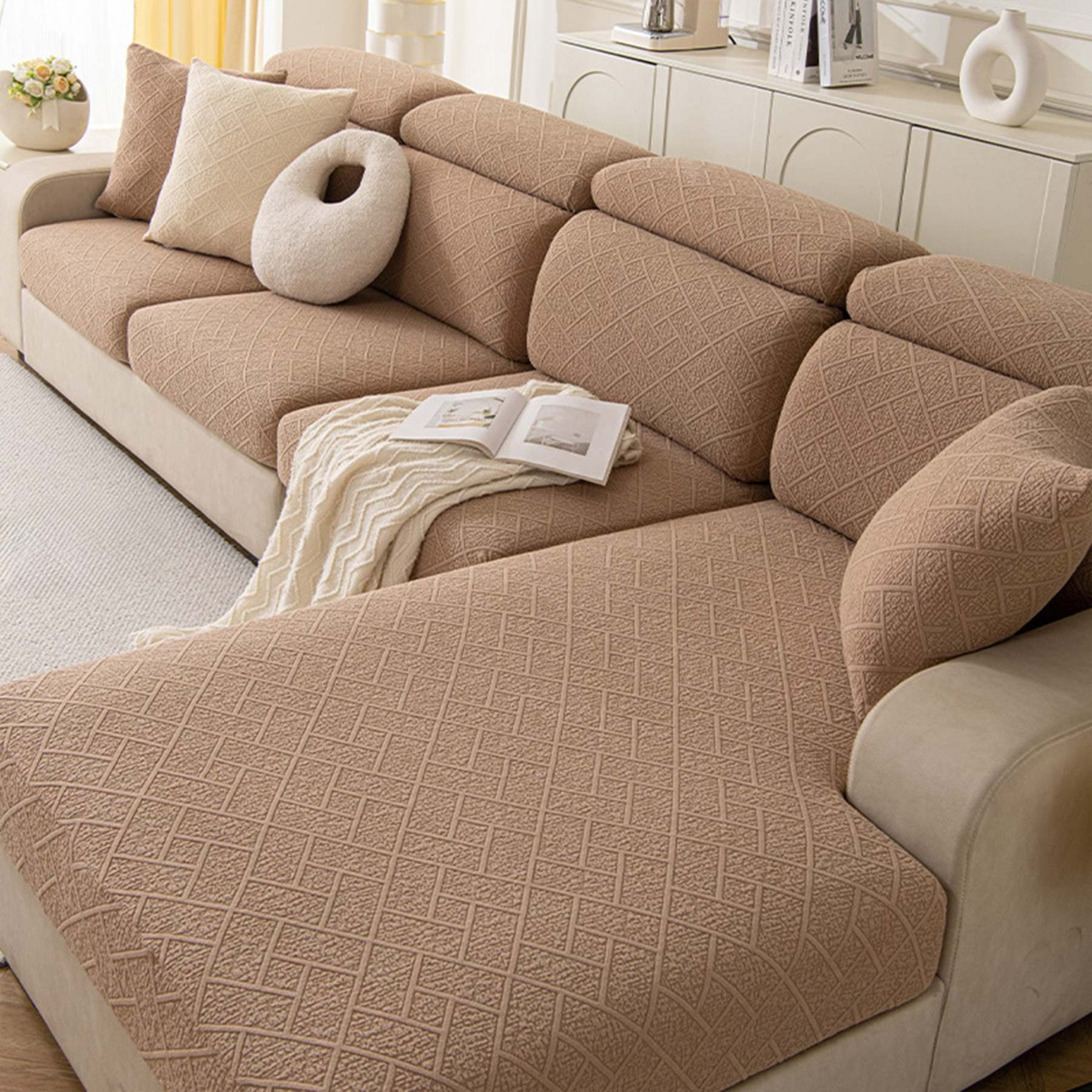 Luxury Diamond Knit Stretch Sofa Cover– Anti-Scratch, Full-Cover Pet Protector