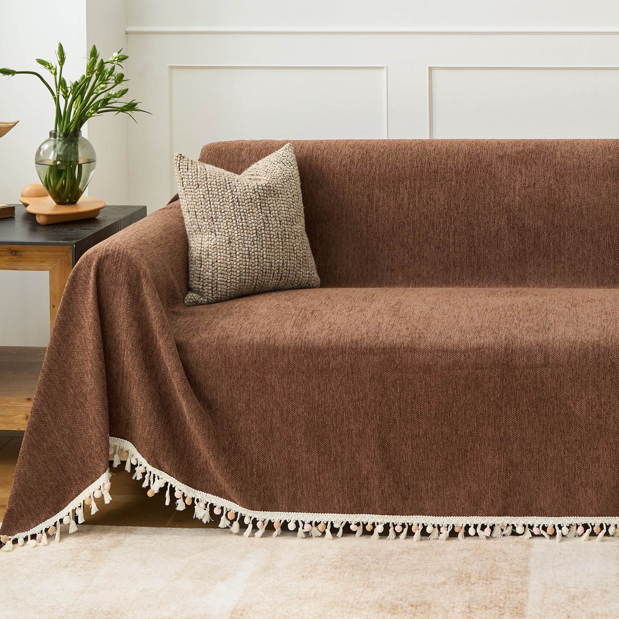 Pet Friendly Herringbone Tassel Luxe Sofa/Couch Cover - Limited Time Offer