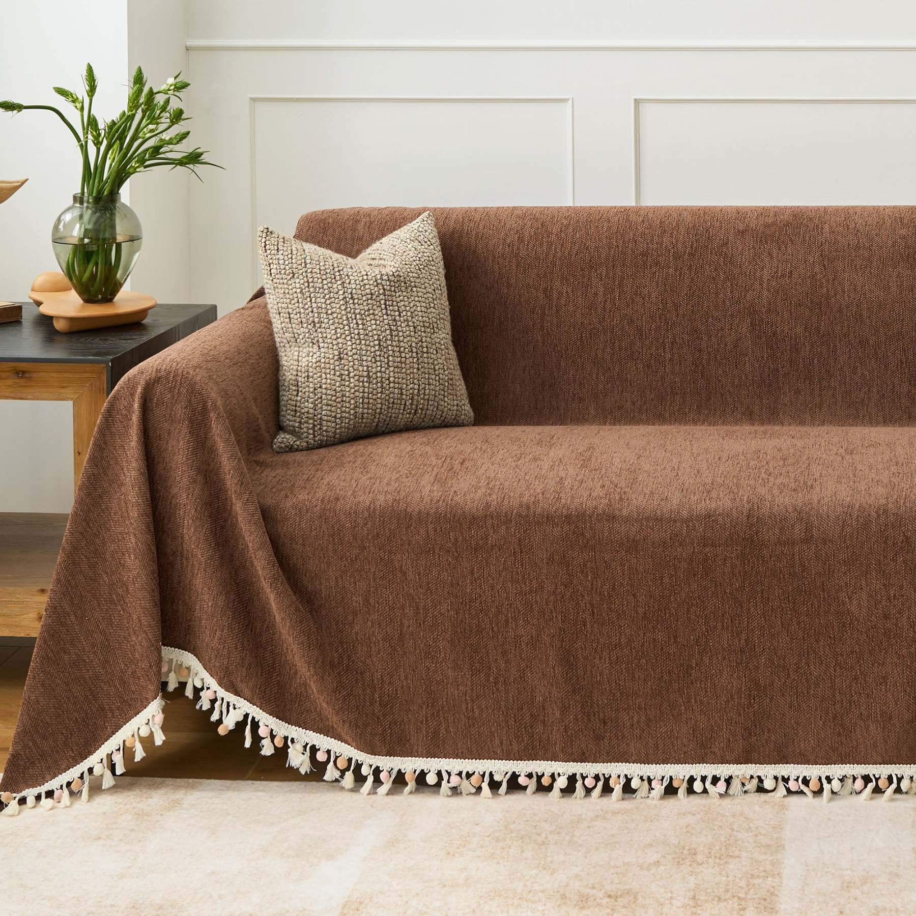 Pet Friendly Herringbone Tassel Luxe Sofa/Couch Cover - Limited Time Offer