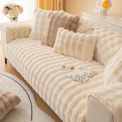 Cloud Plush Wave Faux Rabbit Fur Nonslip Sofa/Couch Cover