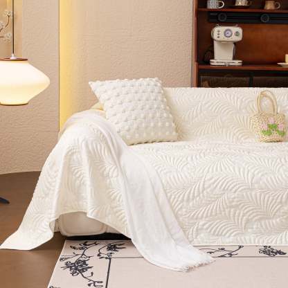 Leaf Imprint Bold Modern Multi-Color Pattern Soft Pet-Friendly Durable Sofa Cover – Minimalist Hassle-Free Throw Couch Protector