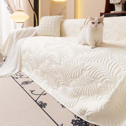 Leaf Imprint Bold Modern Multi-Color Pattern Soft Pet-Friendly Durable Sofa Cover – Minimalist Hassle-Free Throw Couch Protector