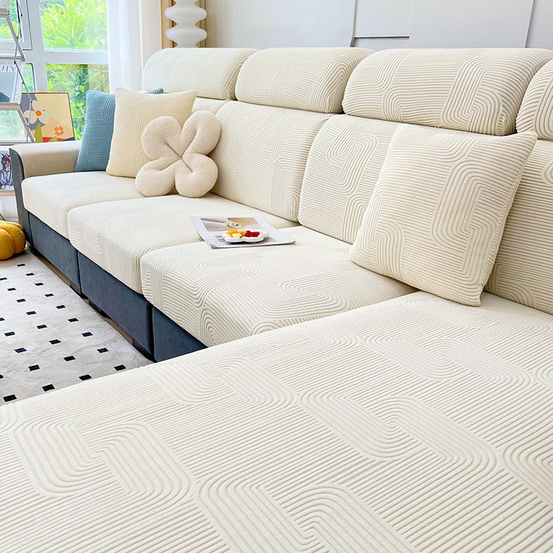 Serene Maze Stretch Sofa Cover – Anti-Scratch, Full-Cover Pet Protecto