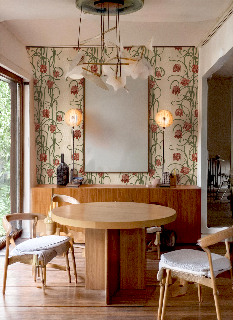 SAMPLE SALE! Campanas Wallpaper, neutral and burnt orange, LUXE traditional, three 19in x 8ft rolls