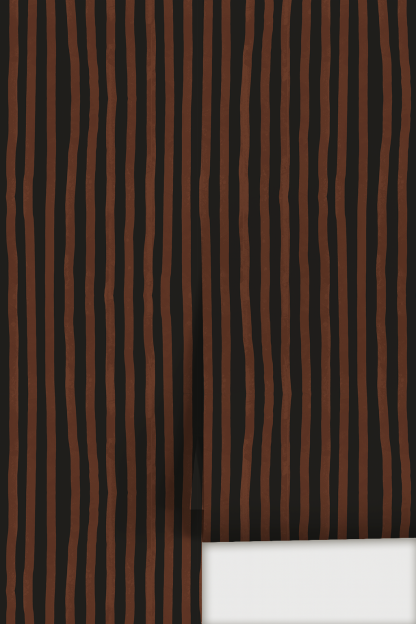 Dolce Stripe Wallpaper, black and chocolate brown