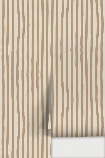 Dolce Stripe Wallpaper, off-white and tan