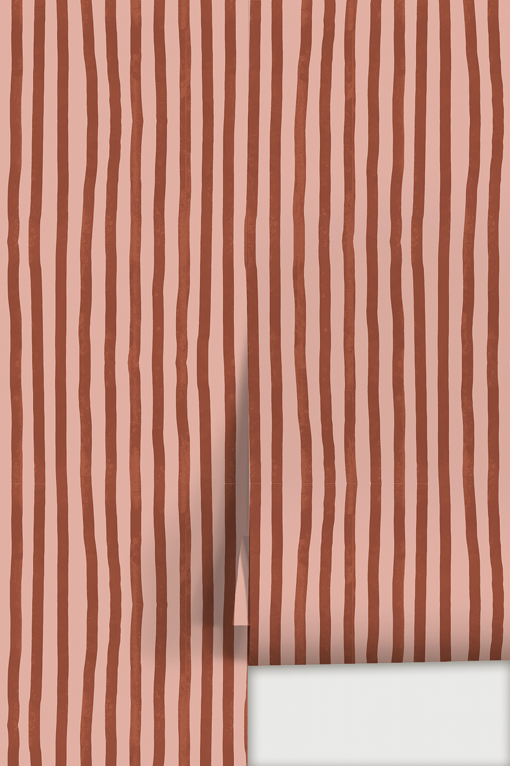 Dolce Stripe Wallpaper, pink and brick red
