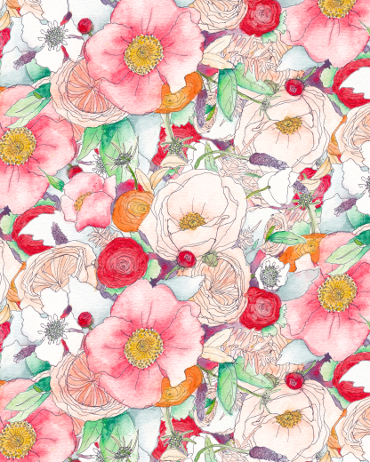 Floral Reverie Wallpaper, red