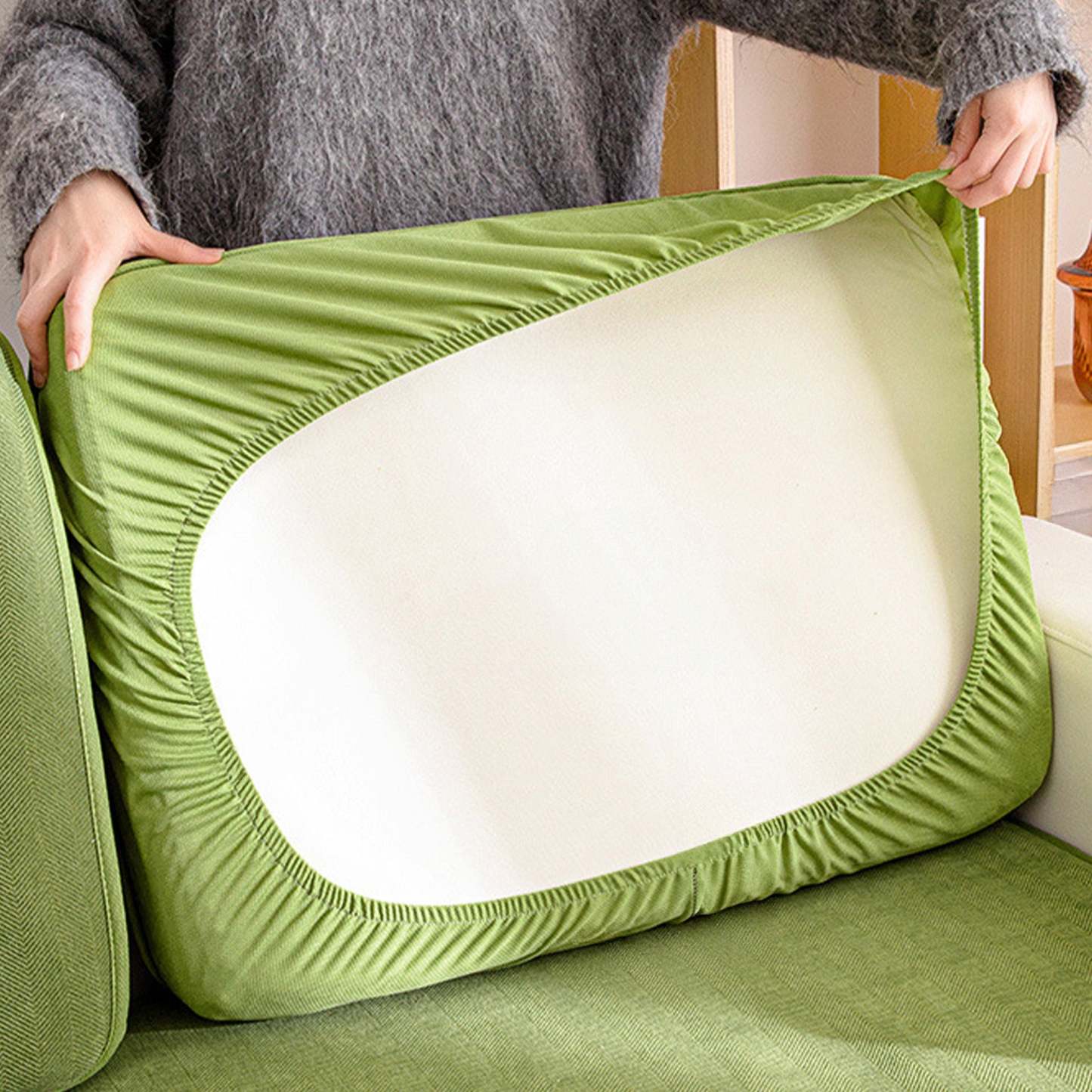 Universal Stretch Chenille Sofa Cover – Herringbone Design, Full Wrap, Pet & Spill Protection