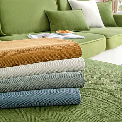 Universal Stretch Chenille Sofa Cover – Herringbone Design, Full Wrap, Pet & Spill Protection