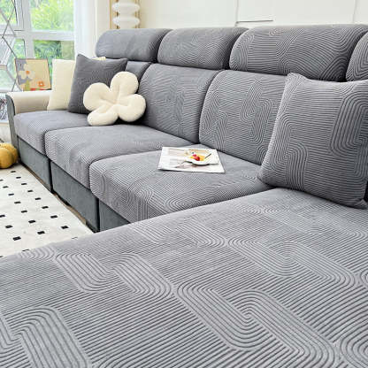Serene Maze Stretch Sofa Cover – Anti-Scratch, Full-Cover Pet Protector