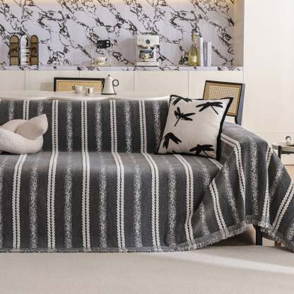 Textured Stripes Contemporary Soft Pet-Friendly Durable Sofa Cover – Machine Washable Minimalist Throw Couch Protection