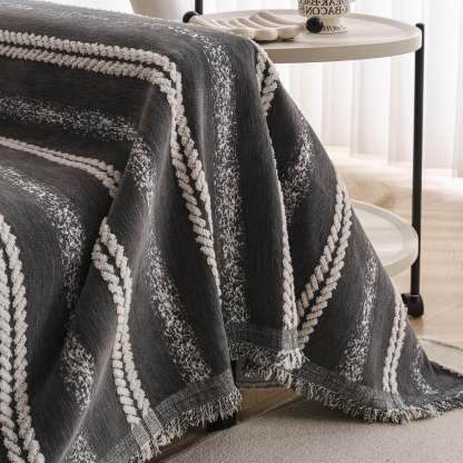 Textured Stripes Contemporary Soft Pet-Friendly Durable Sofa Cover – Machine Washable Minimalist Throw Couch Protection