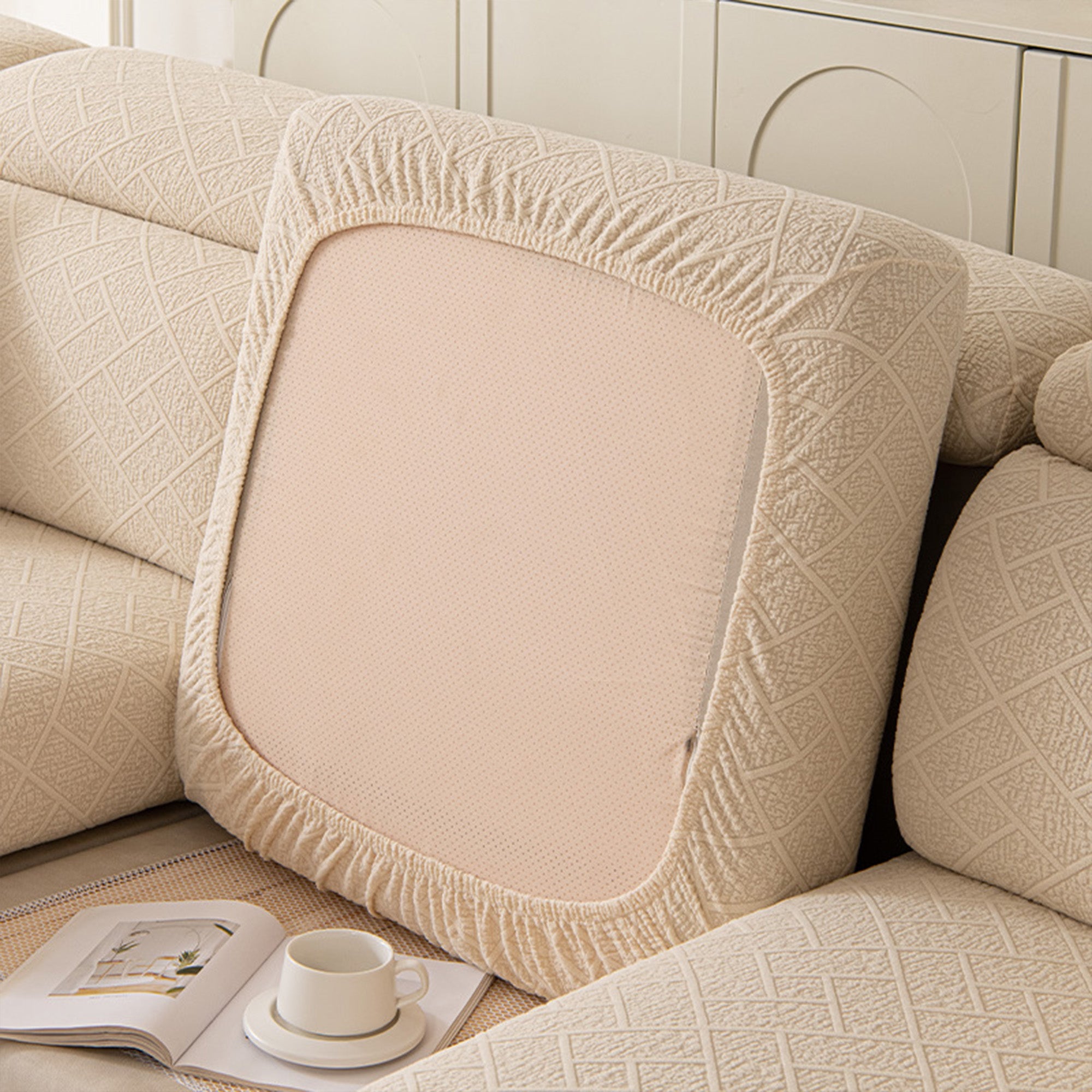 Luxury Diamond Knit Stretch Sofa Cover– Anti-Scratch, Full-Cover Pet Protector