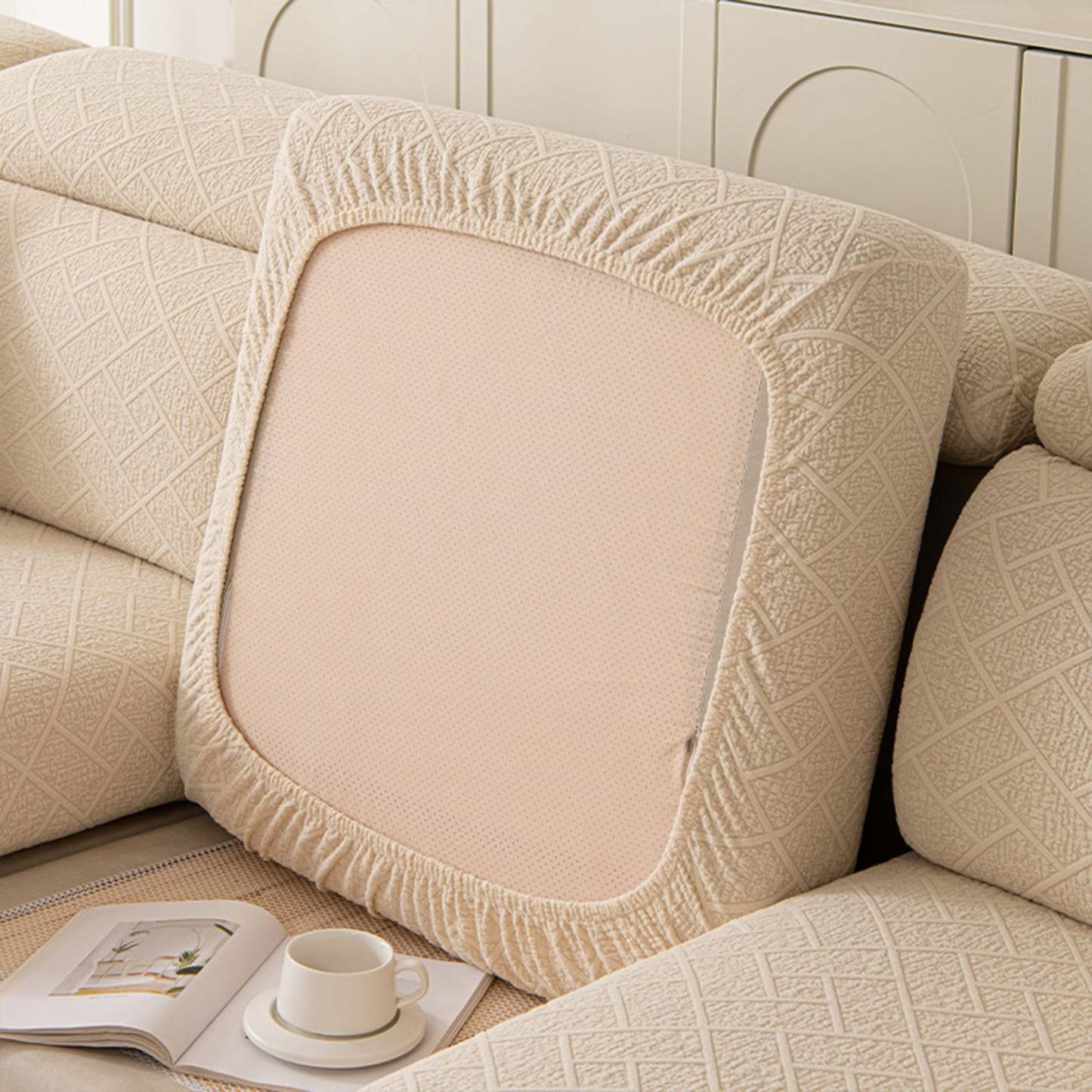 Luxury Diamond Knit Stretch Sofa Cover– Anti-Scratch, Full-Cover Pet Protector