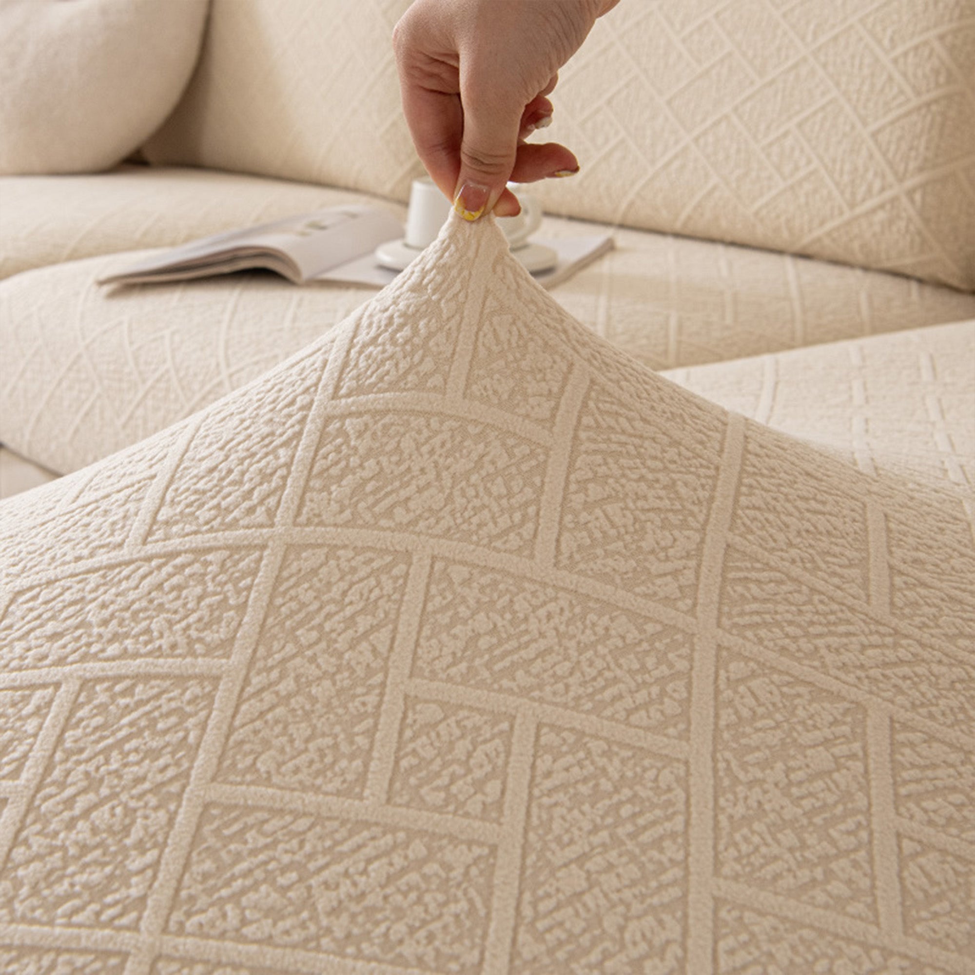 Luxury Diamond Knit Stretch Sofa Cover– Anti-Scratch, Full-Cover Pet Protector