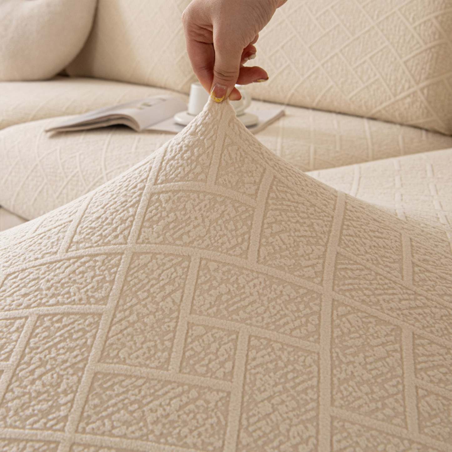 Luxury Diamond Knit Stretch Sofa Cover– Anti-Scratch, Full-Cover Pet Protector