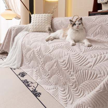 Leaf Imprint Bold Modern Multi-Color Pattern Soft Pet-Friendly Durable Sofa Cover – Minimalist Hassle-Free Throw Couch Protector