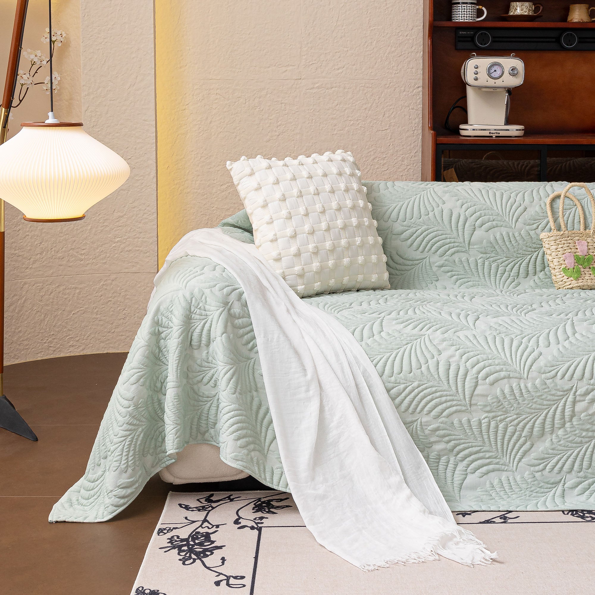 Leaf Imprint Bold Modern Multi-Color Pattern Soft Pet-Friendly Durable Sofa Cover – Minimalist Hassle-Free Throw Couch Protector