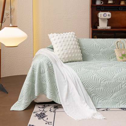 Leaf Imprint Bold Modern Multi-Color Pattern Soft Pet-Friendly Durable Sofa Cover – Minimalist Hassle-Free Throw Couch Protector