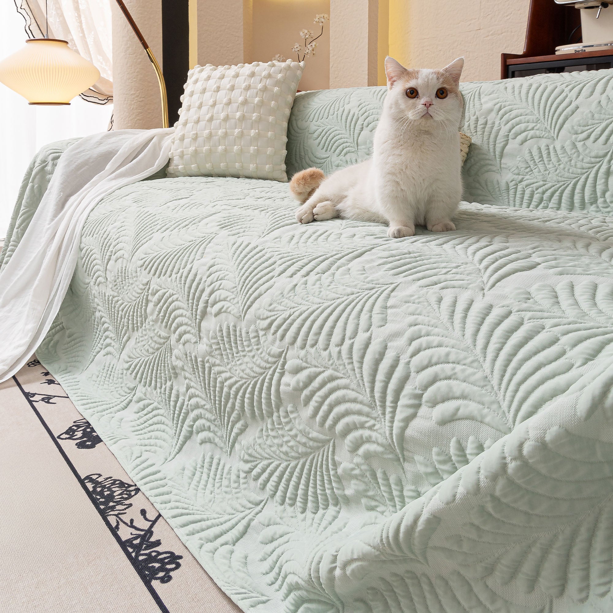 Leaf Imprint Bold Modern Multi-Color Pattern Soft Pet-Friendly Durable Sofa Cover – Minimalist Hassle-Free Throw Couch Protector