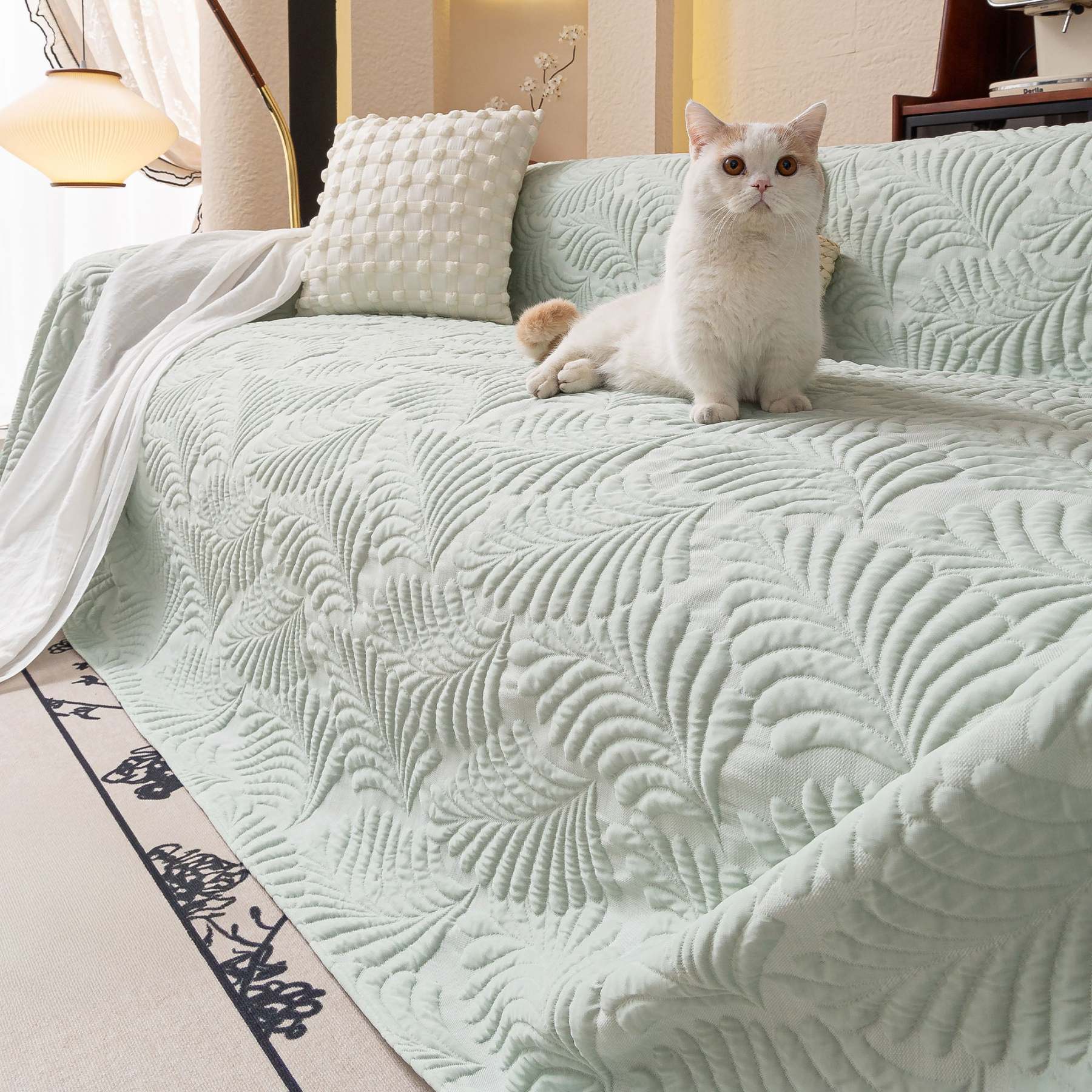 Leaf Imprint Bold Modern Multi-Color Pattern Soft Pet-Friendly Durable Sofa Cover – Minimalist Hassle-Free Throw Couch Protector