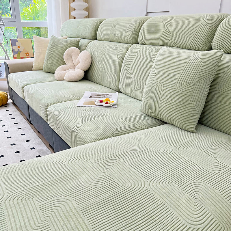 Serene Maze Stretch Sofa Cover – Anti-Scratch, Full-Cover Pet Protector