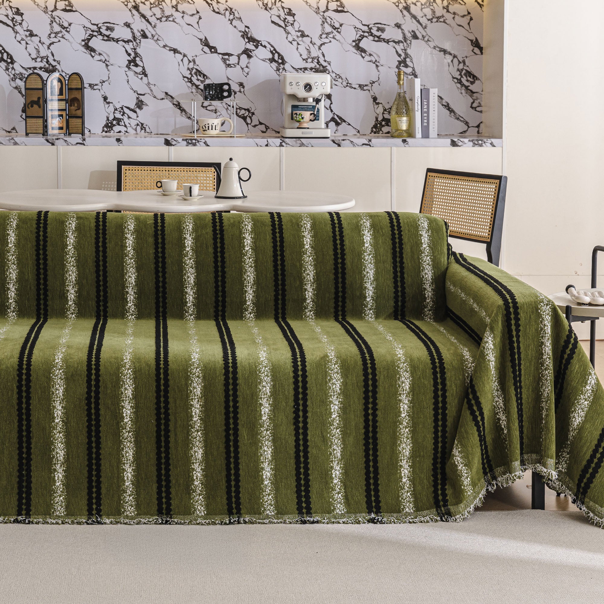 Textured Stripes Contemporary Soft Pet-Friendly Durable Sofa Cover – Machine Washable Minimalist Throw Couch Protection