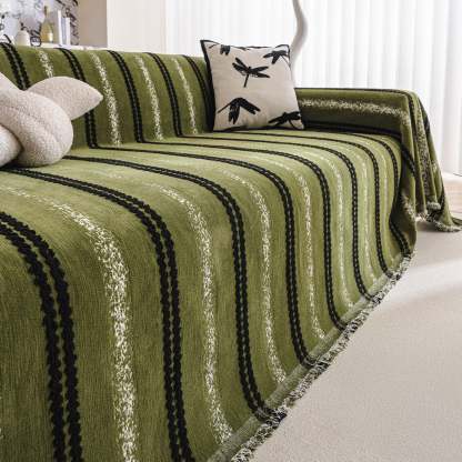 Textured Stripes Contemporary Soft Pet-Friendly Durable Sofa Cover – Machine Washable Minimalist Throw Couch Protection