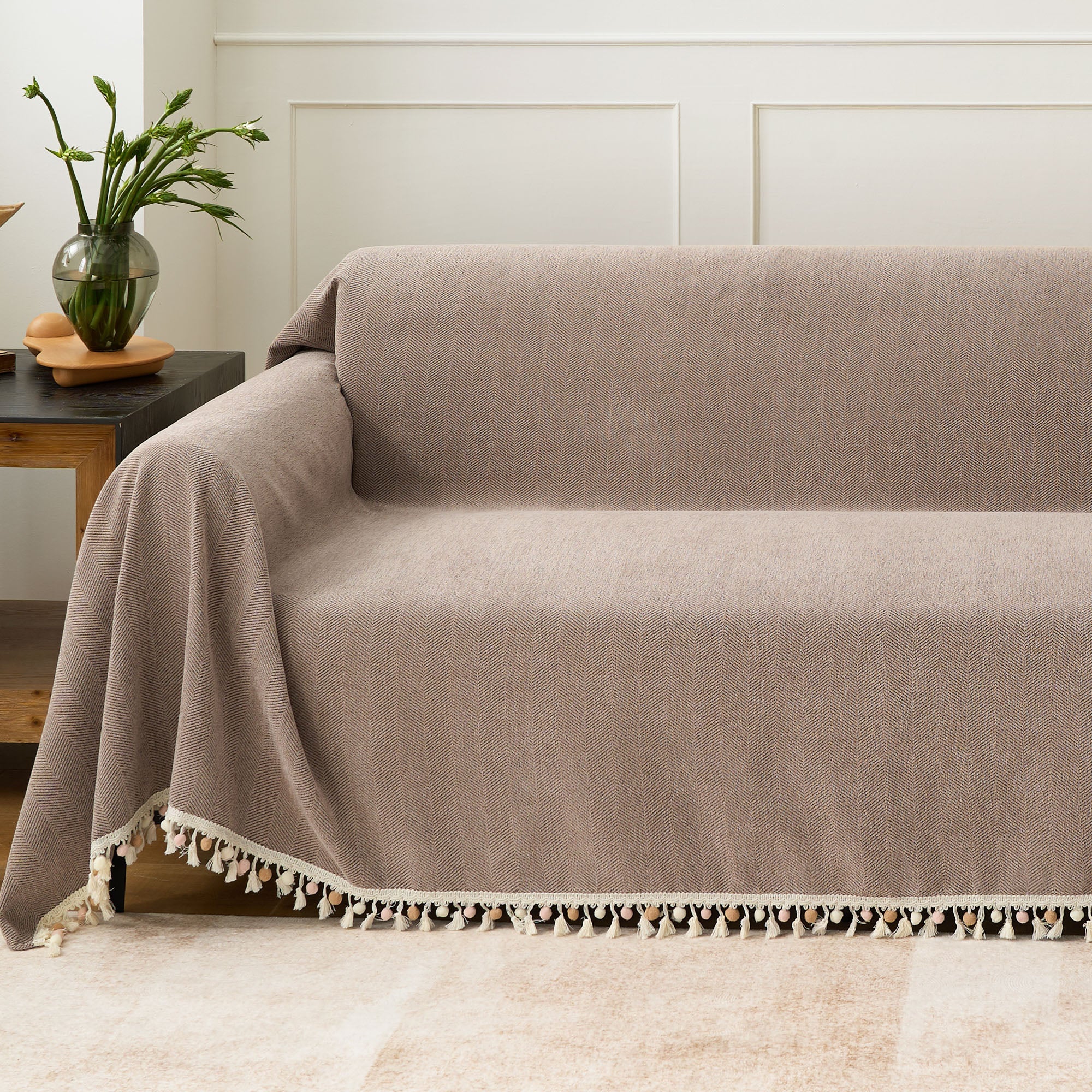Pet Friendly Herringbone Tassel Luxe Sofa/Couch Cover - Limited Time Offer