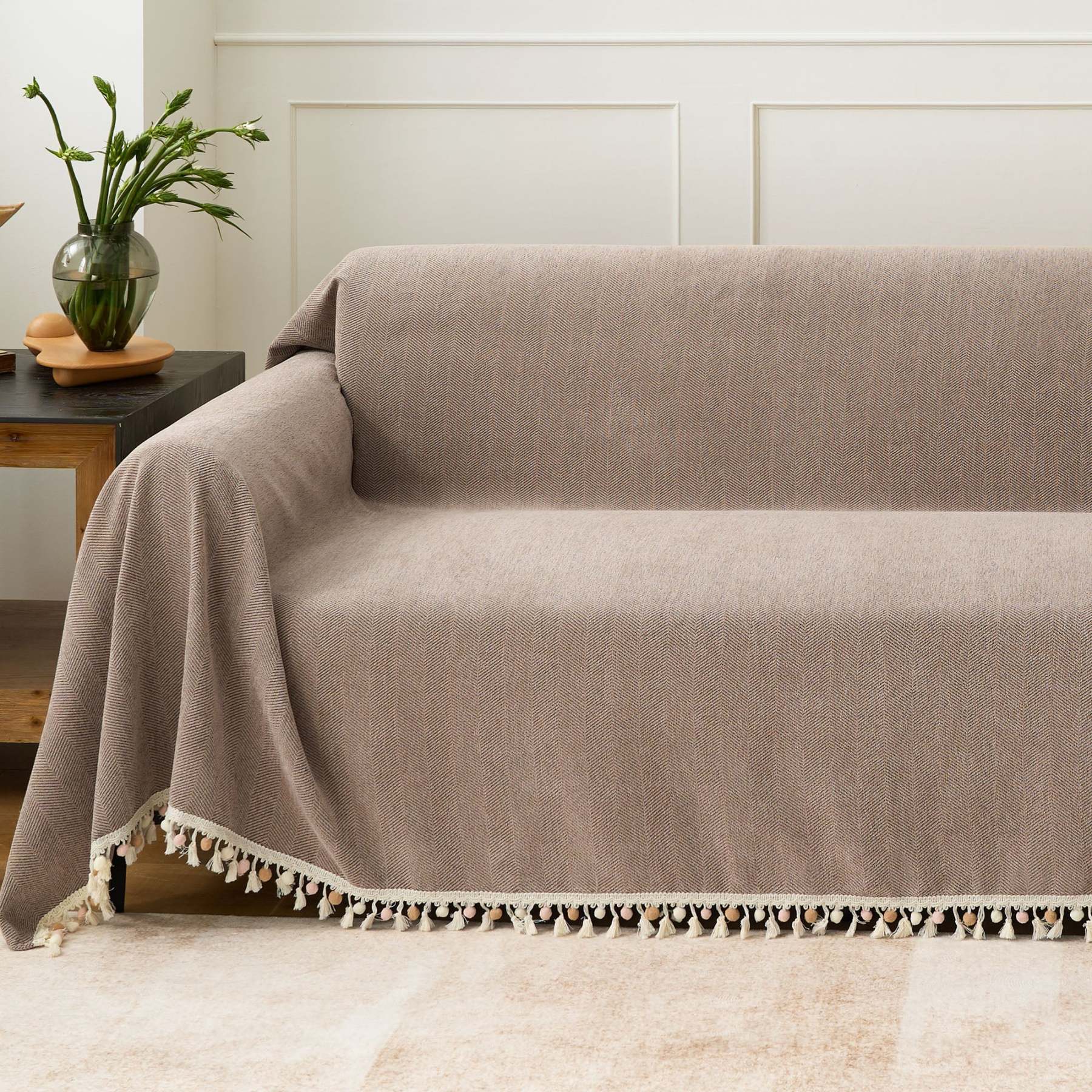Pet Friendly Herringbone Tassel Luxe Sofa/Couch Cover - Limited Time Offer