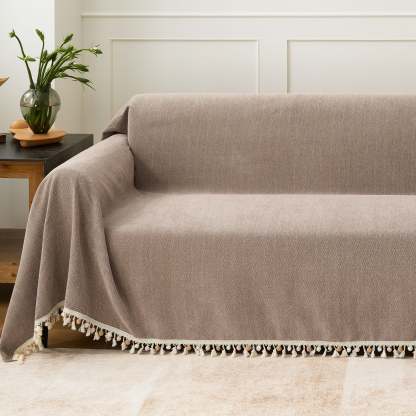 Pet Friendly Herringbone Tassel Luxe Sofa/Couch Cover - Limited Time Offer