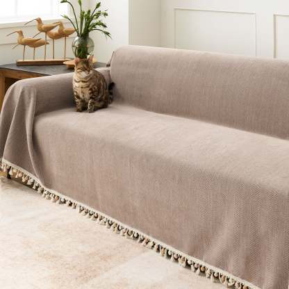 Pet Friendly Herringbone Tassel Luxe Sofa/Couch Cover - Limited Time Offer