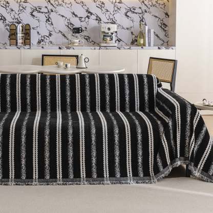 Textured Stripes Contemporary Soft Pet-Friendly Durable Sofa Cover – Machine Washable Minimalist Throw Couch Protection