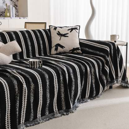 Textured Stripes Contemporary Soft Pet-Friendly Durable Sofa Cover – Machine Washable Minimalist Throw Couch Protection