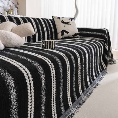 Textured Stripes Contemporary Soft Pet-Friendly Durable Sofa Cover – Machine Washable Minimalist Throw Couch Protection
