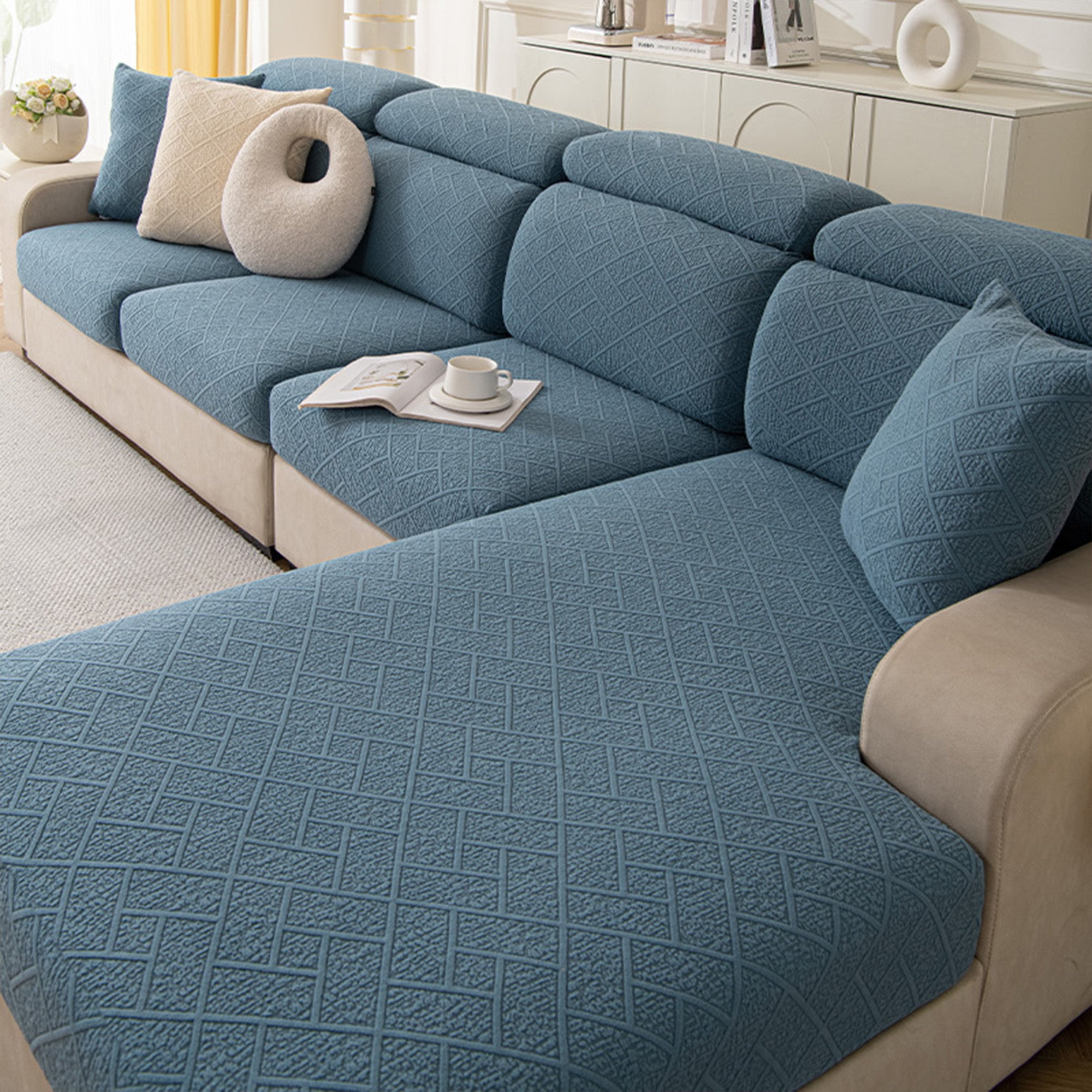 Luxury Diamond Knit Stretch Sofa Cover– Anti-Scratch, Full-Cover Pet Protector