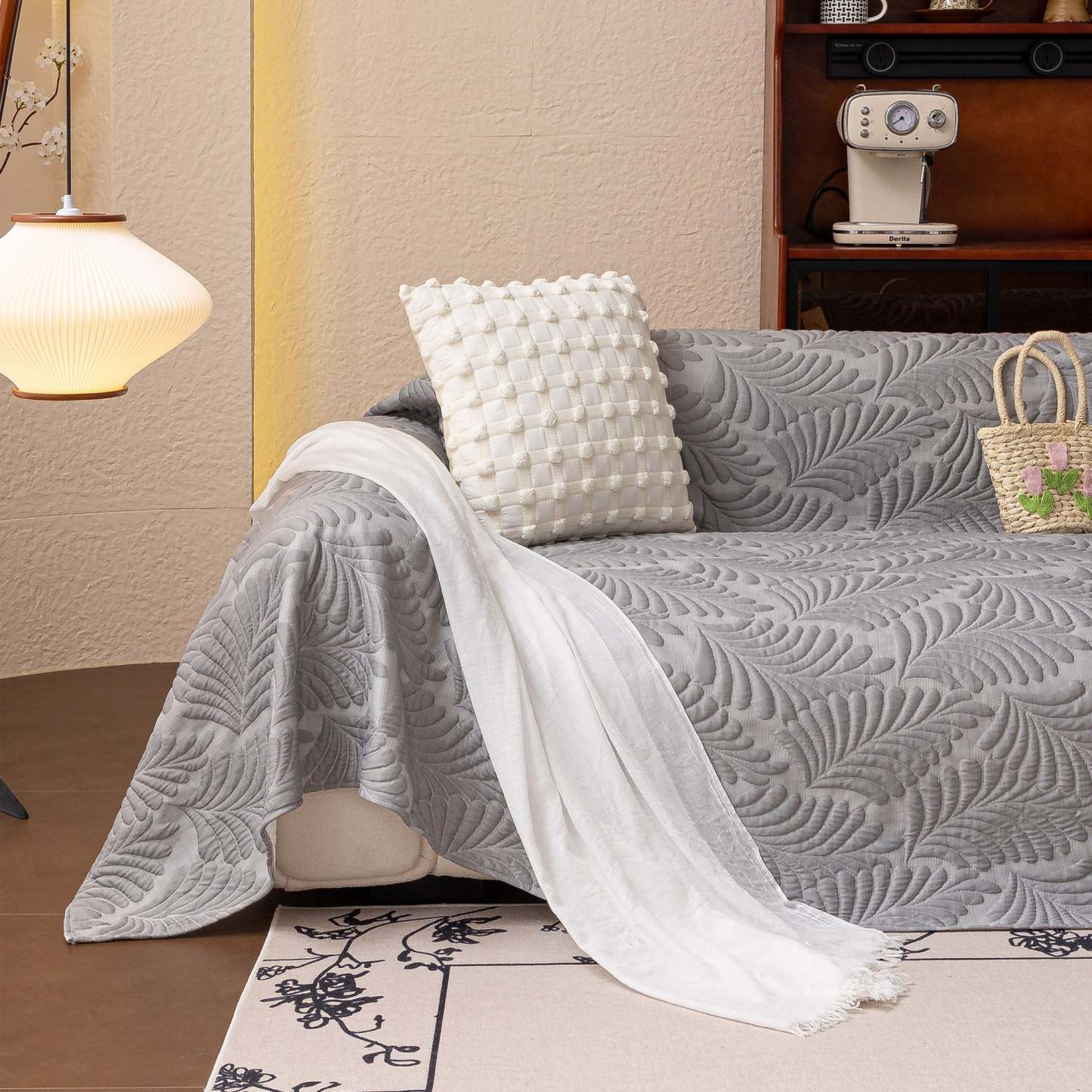 Leaf Imprint Bold Modern Multi-Color Pattern Soft Pet-Friendly Durable Sofa Cover – Minimalist Hassle-Free Throw Couch Protector