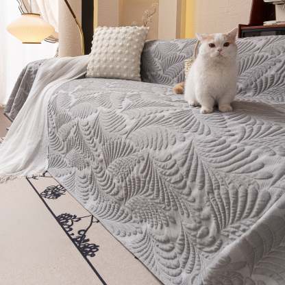 Leaf Imprint Bold Modern Multi-Color Pattern Soft Pet-Friendly Durable Sofa Cover – Minimalist Hassle-Free Throw Couch Protector