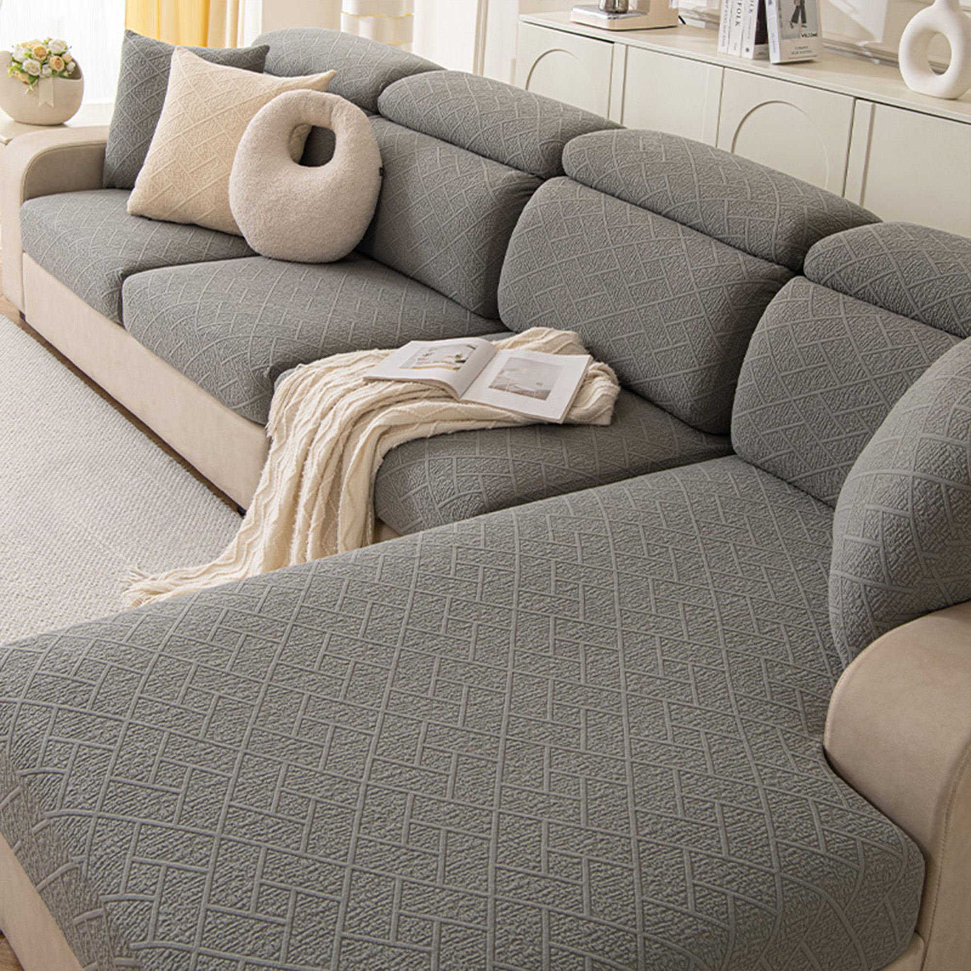 Luxury Diamond Knit Stretch Sofa Cover– Anti-Scratch, Full-Cover Pet Protector