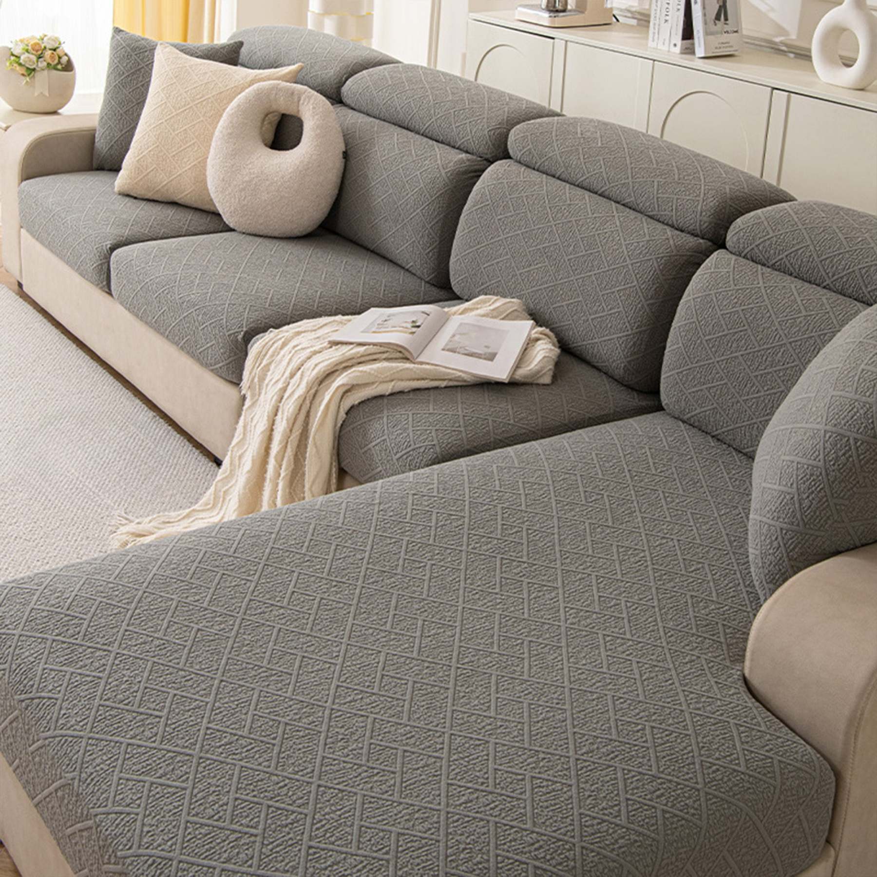 Luxury Diamond Knit Stretch Sofa Cover– Anti-Scratch, Full-Cover Pet Protector