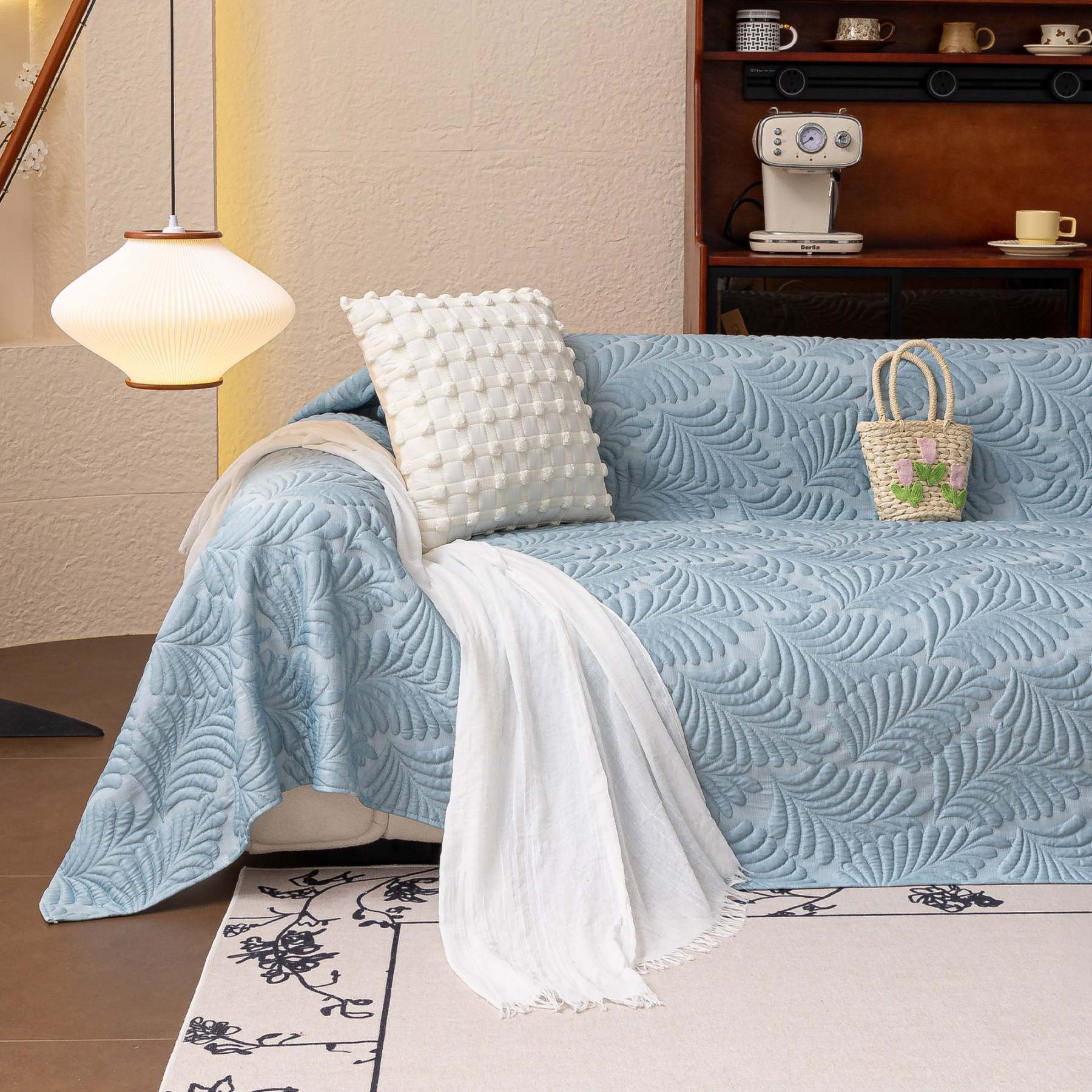 Leaf Imprint Bold Modern Multi-Color Pattern Soft Pet-Friendly Durable Sofa Cover – Minimalist Hassle-Free Throw Couch Protector