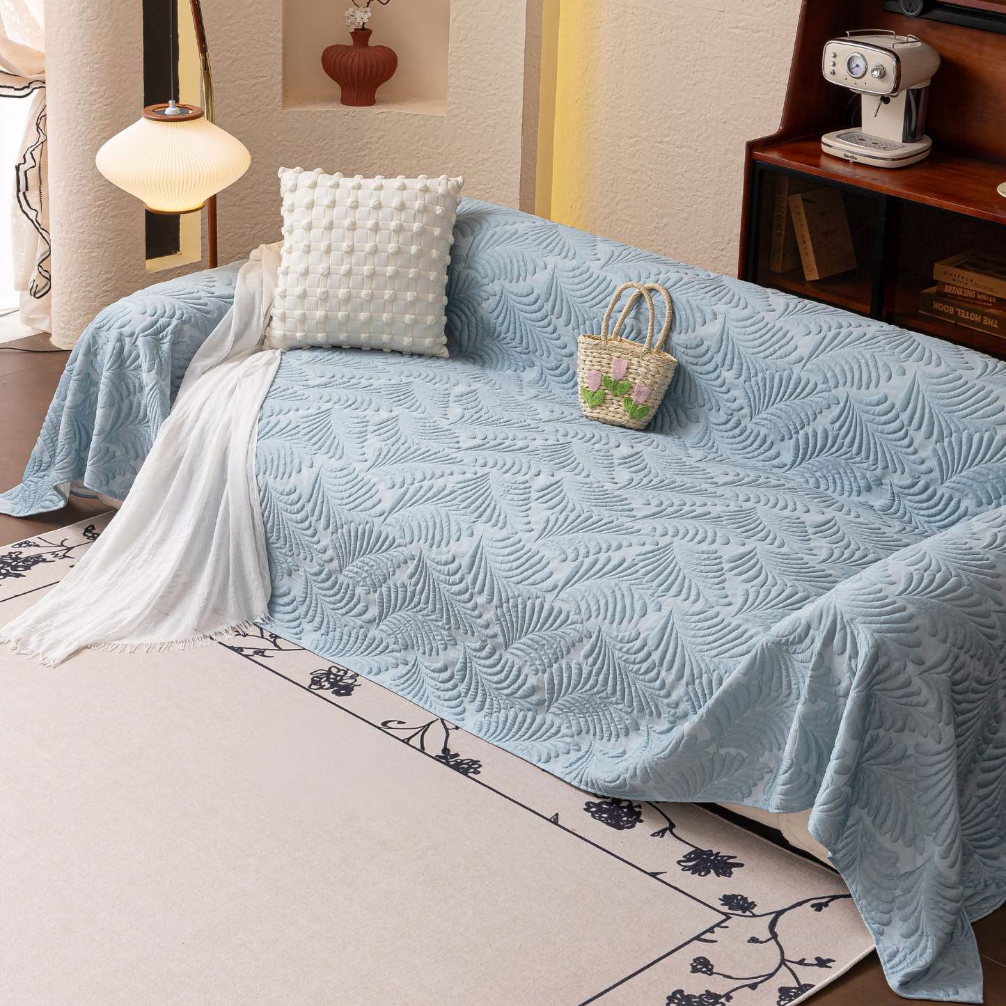 Leaf Imprint Bold Modern Multi-Color Pattern Soft Pet-Friendly Durable Sofa Cover – Minimalist Hassle-Free Throw Couch Protector