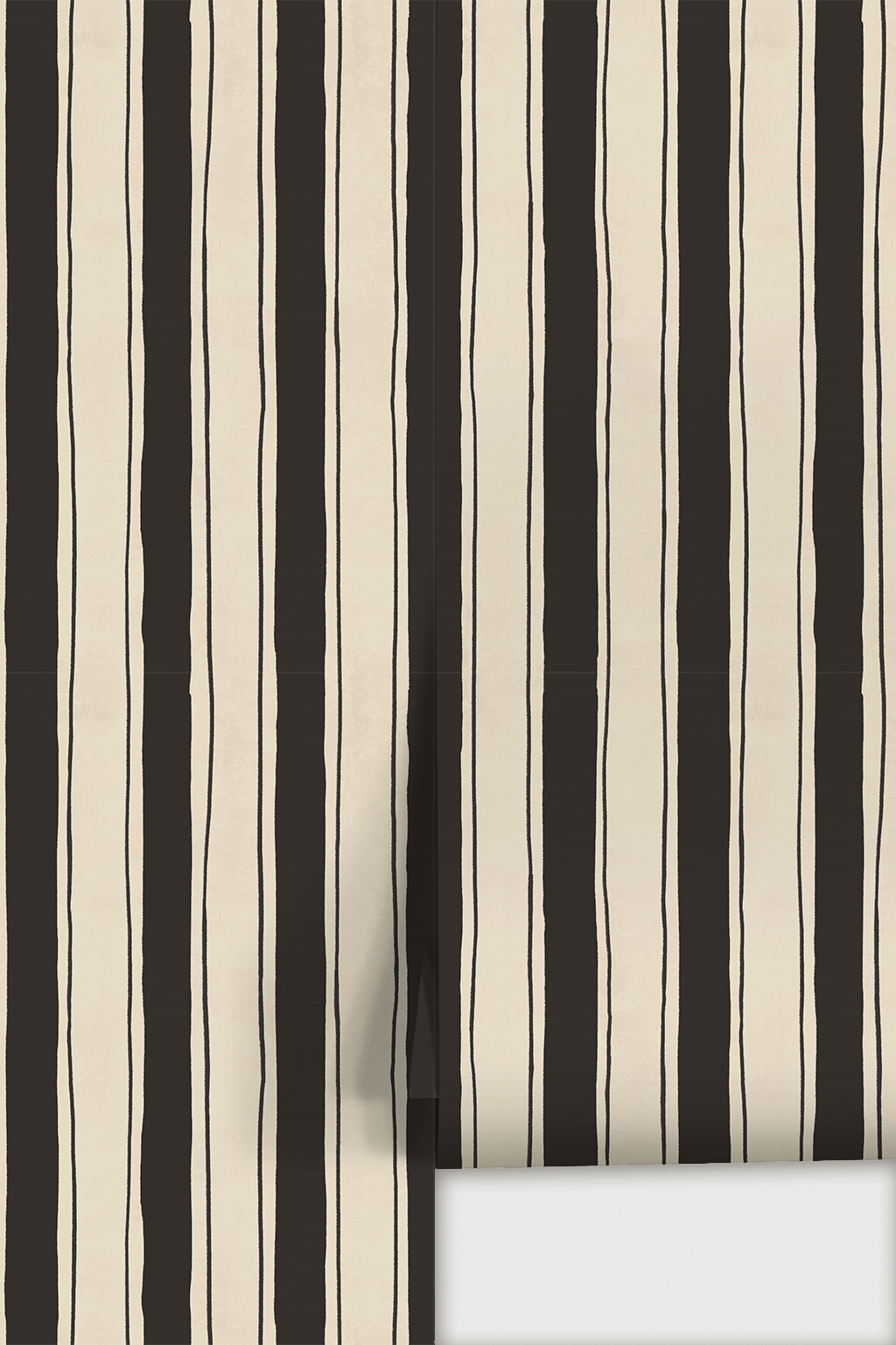 Riviera Stripe Wallpaper, off-white and black