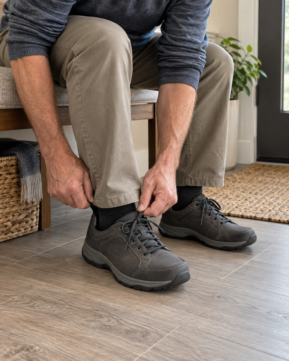 The old choice: putting on traditional shoes
