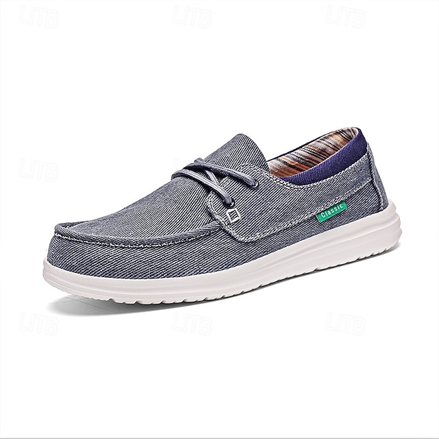 Men's Beige Canvas Boat Shoes with Lace-Up Design and Comfortable Sole – Ideal for Casual and Outdoor Activities