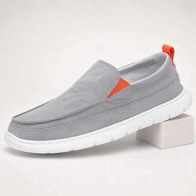 Men's Casual Slip-On Shoes, Soft Fabric Upper, Elastic Side Gores, Flexible Sole for Travel and Daily Wear