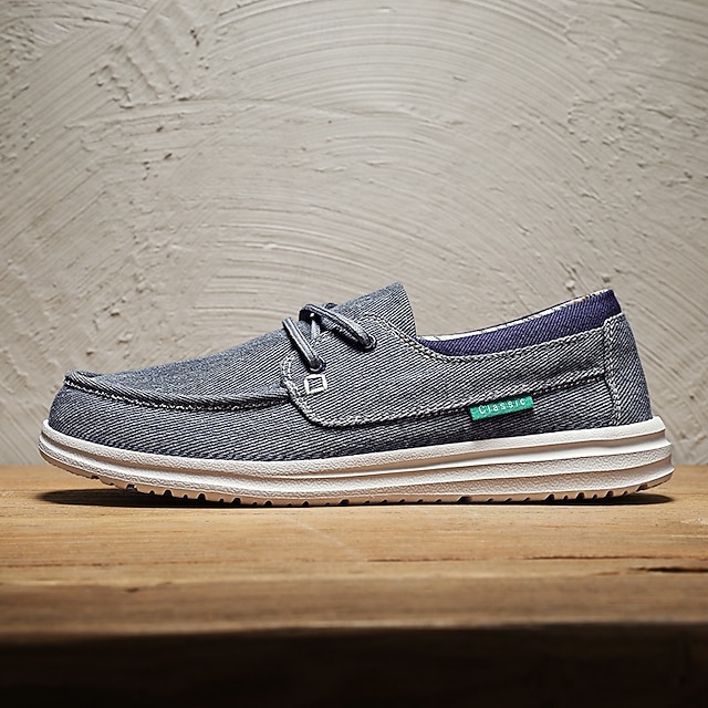Men's Beige Canvas Boat Shoes with Lace-Up Design and Comfortable Sole – Ideal for Casual and Outdoor Activities