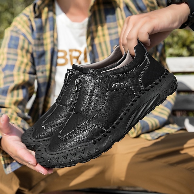 Men's Brown Slip-On Casual Shoes with Non-Slip Sole,-ENJOYHOMETECH