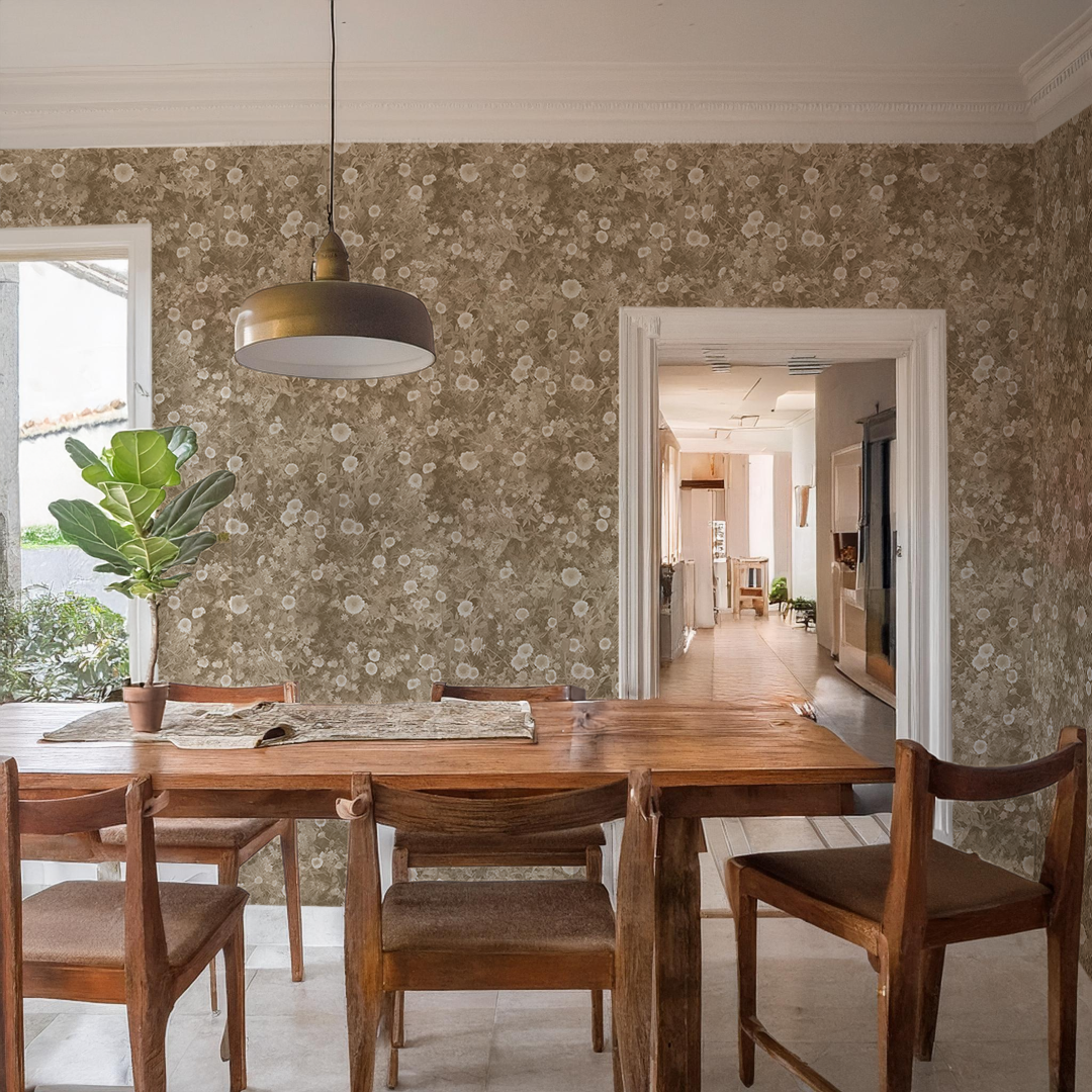 Cali Flowers Wallpaper, neutrals